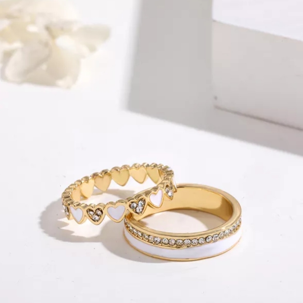 Gold Plated Heart And Cz Ring Set 22$